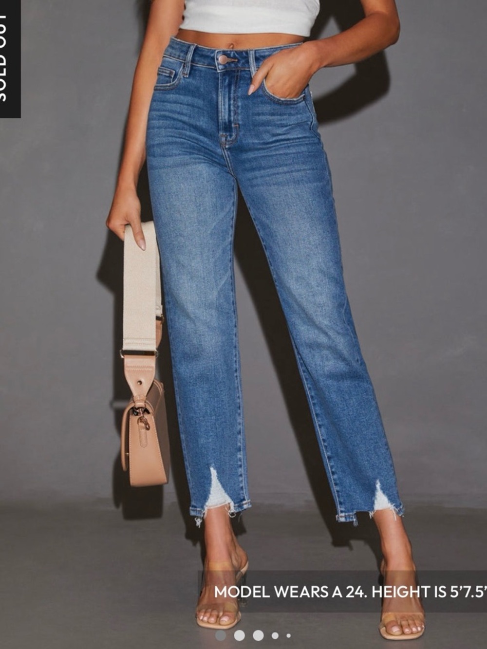 Vici Blue Cropped High-Rise Straight Jeans with Raw Hem